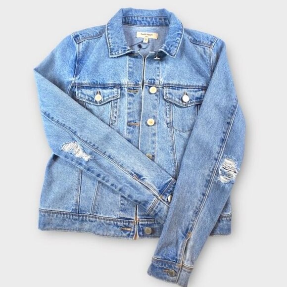 Haute Hippie Tribe Lottie Denim Jacket Blue, Size Small - Picture 3 of 12